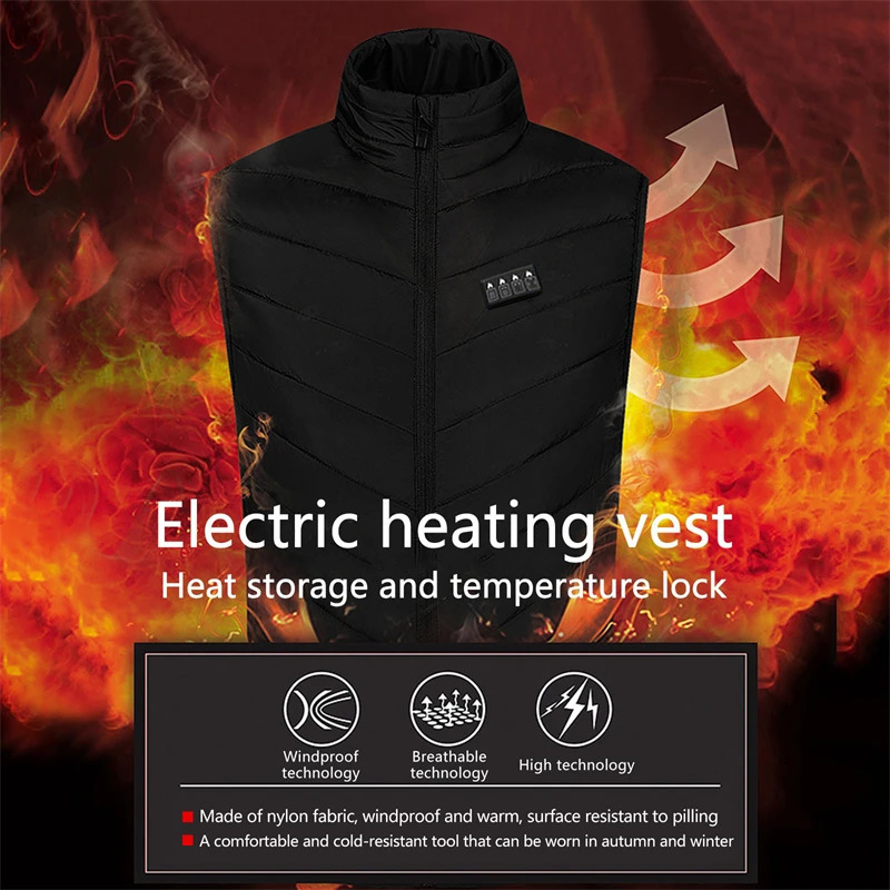Mens Vests 21 Areas Heated Vest Men Women Jacket Winter USB Heating Self Thermal Down Warmth 231204