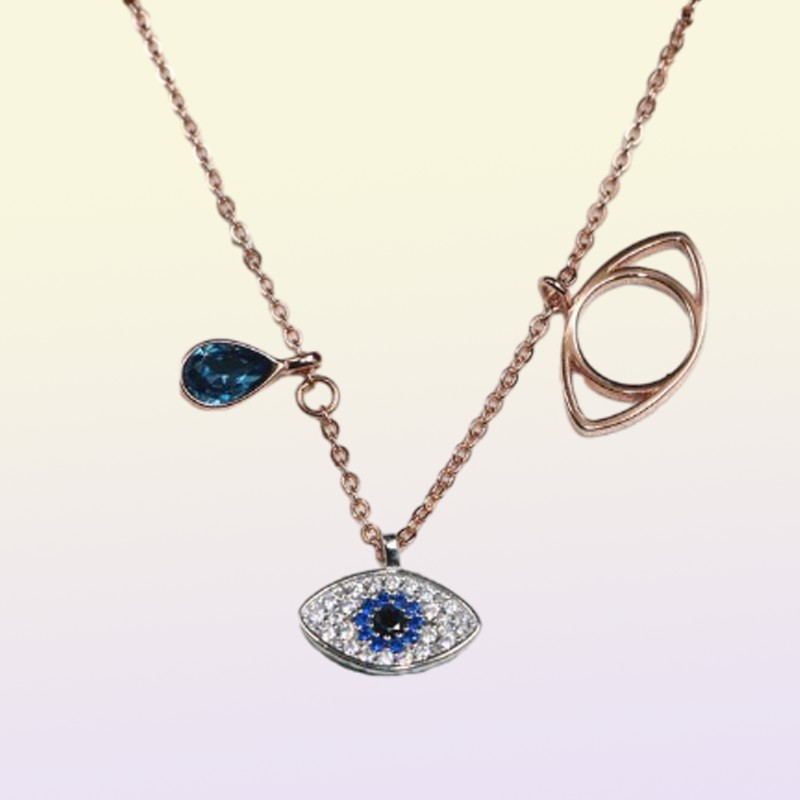 Classic Evil Eye Necklace Jewelry for Women Girls Jewelry Set Gift Silver Rose Gold 2Colors 925 Sterling Silver Plated