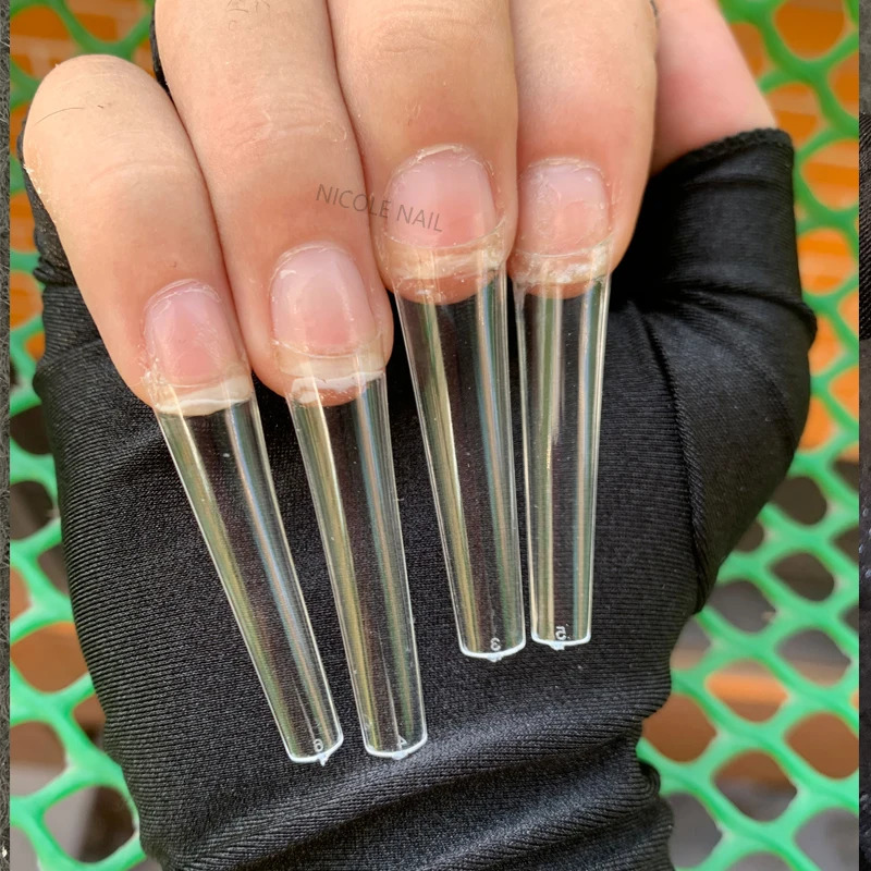 False Nails 500pcs No C Curve XXL Coffin Tips Straight Square Half Cover Nail Acrylic Gel Manicure Tool 231204