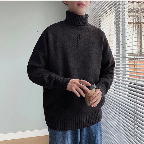 LAPPSTER Men Solid Turtleneck Winter Slim Sweater Mens Korean Fashion Harajuku Knitted Sweater Casual Vintage Pullovers 201125