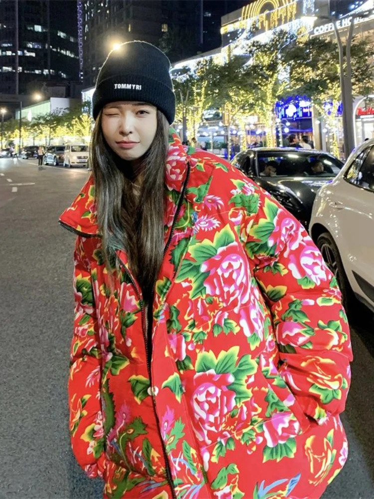 Women's Jackets Parkas Quilted Coats Winter Jacket Women Outerwear Flower Cotton padded Demi season Thickened Clothing Outfits 231205