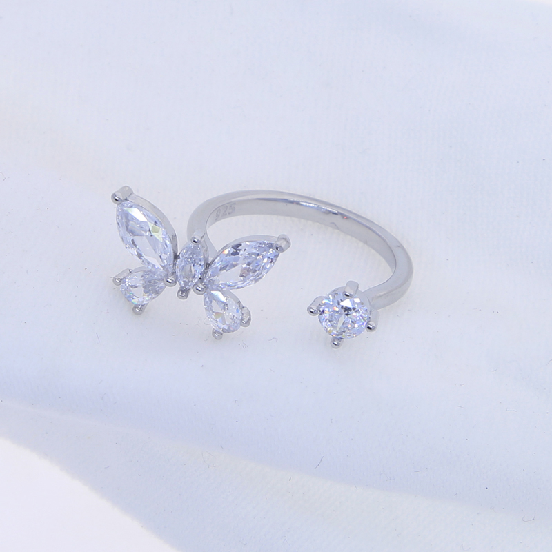 Stunning Sterg Sier Butterfly Adjustable Size Finger Ring with high quality Cubic Zirconia Ideal for Wedding Jewelry Wholesale