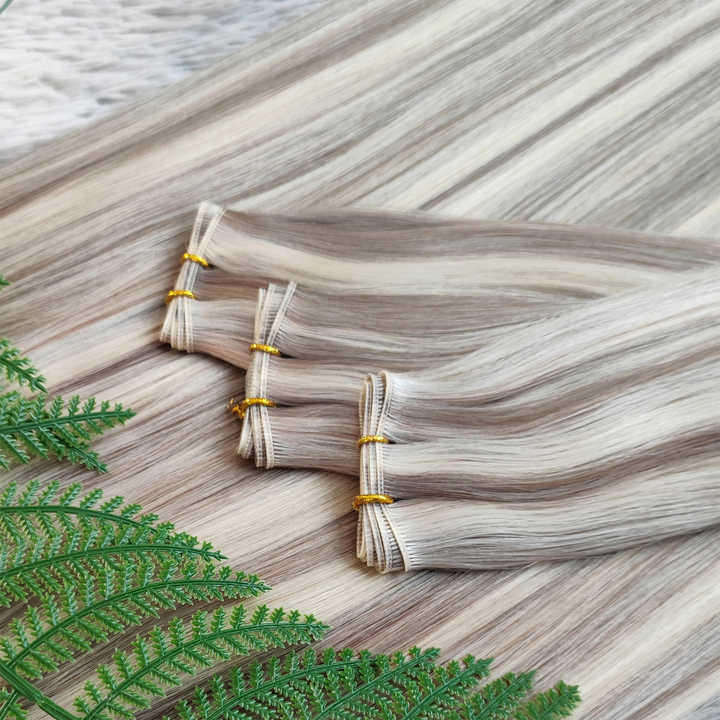 Highlights Mini Weft Russian Virgin Human Hair Extensions Top Quality Invisible Genius Weft 100g