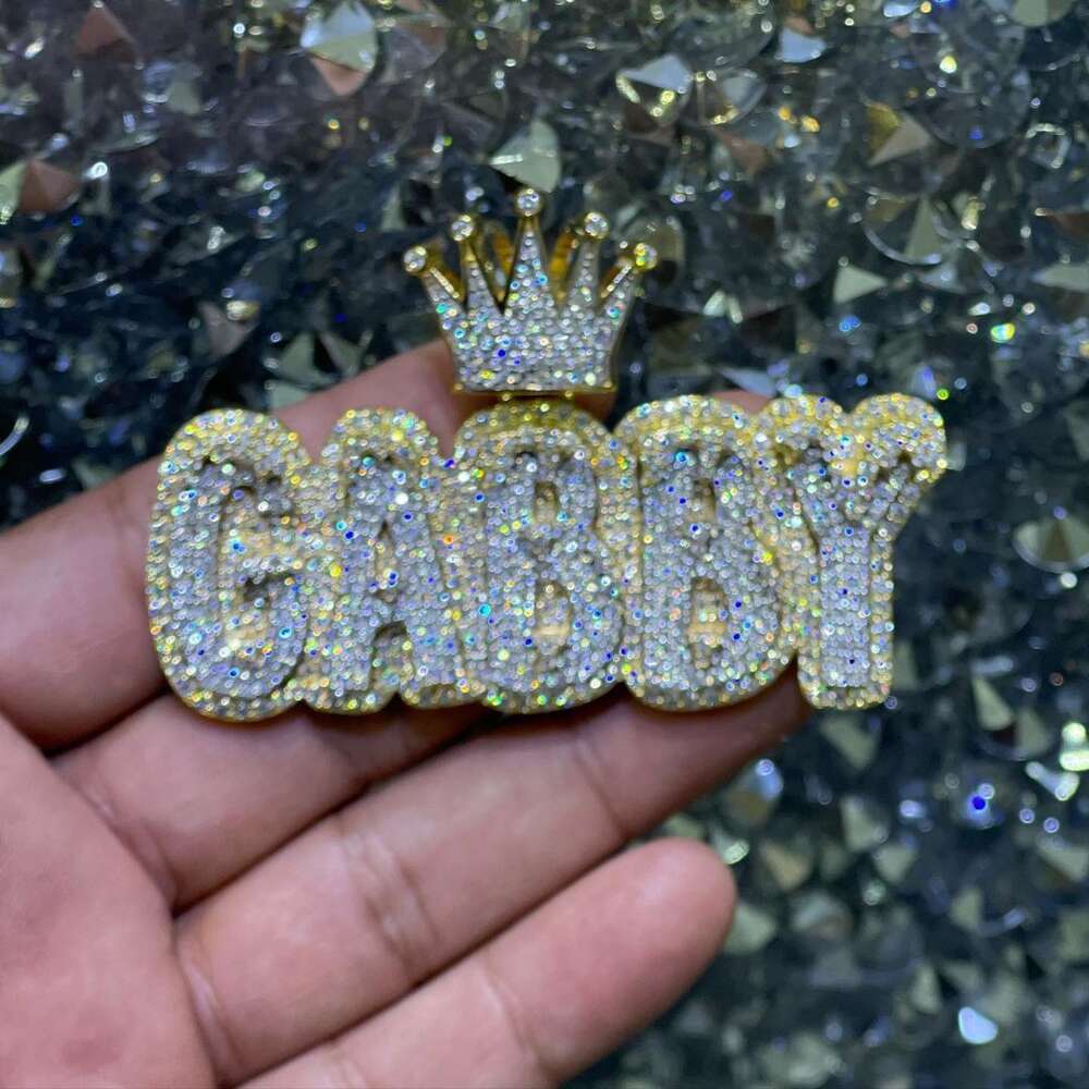 New Arrival Design Hiphop Fine Jewelry Iced Out Sier Bling Zircon Custom 14K Plated Mossanite Name Pendant