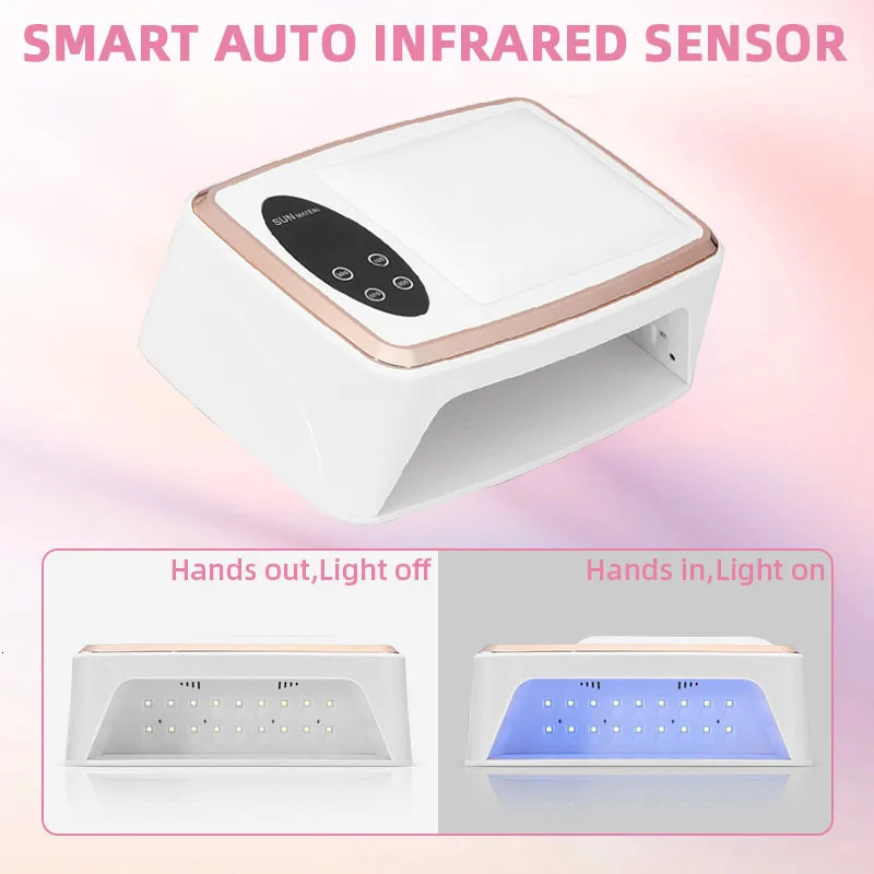 Nail Dryers 380W Dryer Lamp For Machine With Hand Pillow Wear 90LEDS UV for Curing All Gel Polish Auto Sensor Tools 231204