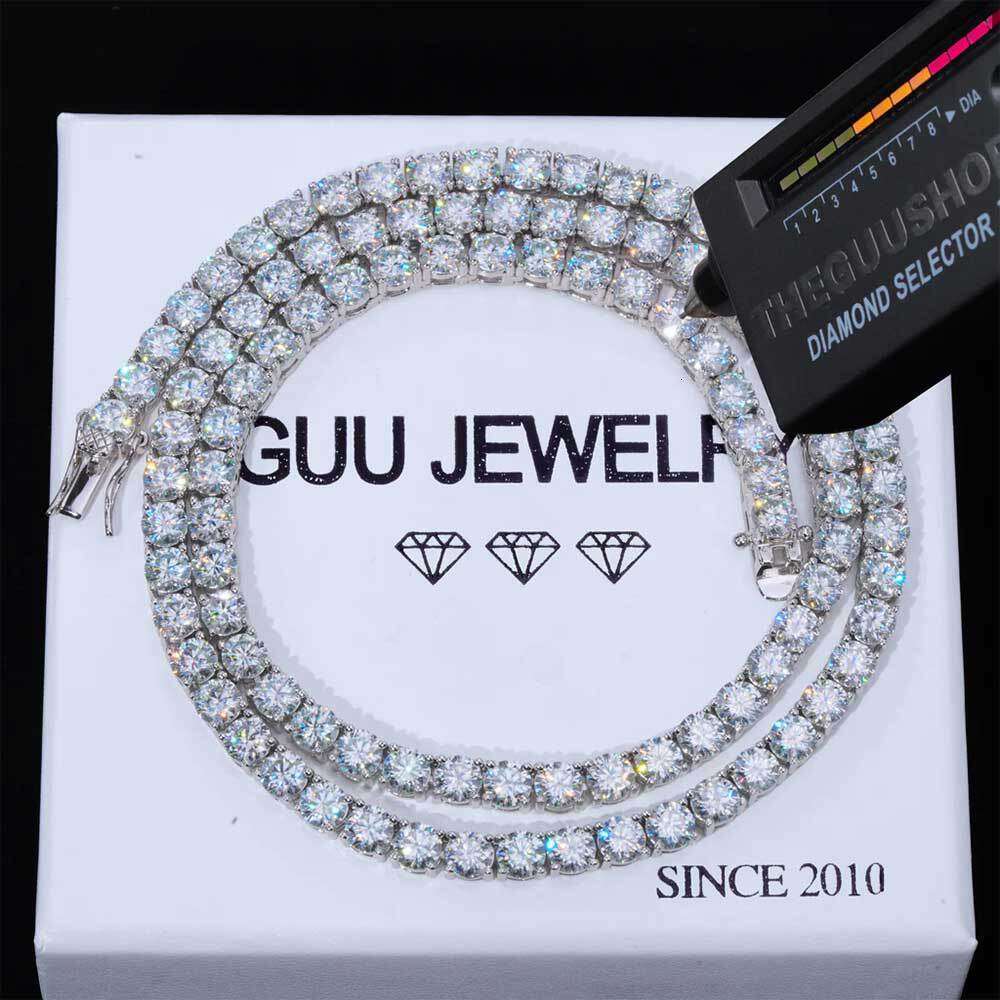 Necklaces HipHop Jewelry ice out 3mm 4mm 5mm 6mm 925 sterling silver VVS Moissanite Diamond Tennis Link Chain Bracelet
