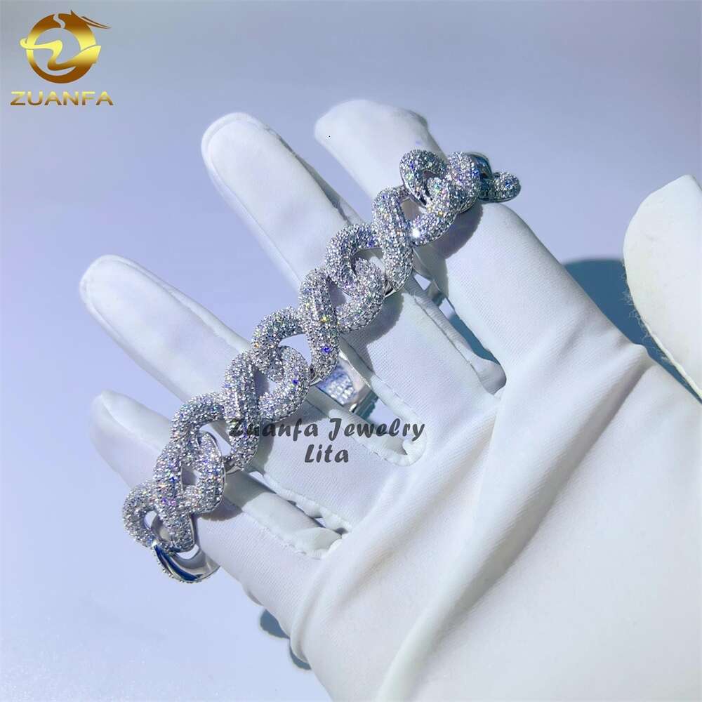 bracelet necklace mossanite Custom Gold Plated Iced Out Sier Infinity 15Mm Diamond Chain Moissanite Cuban Link Bracelet