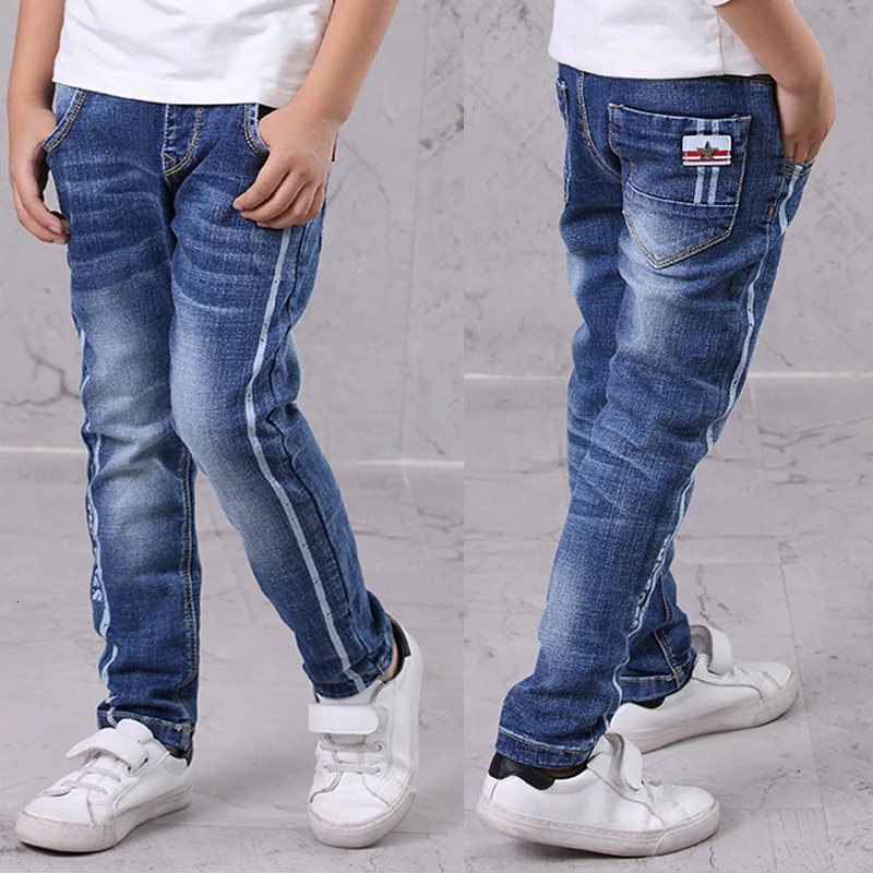 Jeans IENENS Kids Boys Jeans Fashion Clothes Classic Pants Denim Clothing Children Baby Boy Casual Bowboy Long Trousers 5-13Y 231204