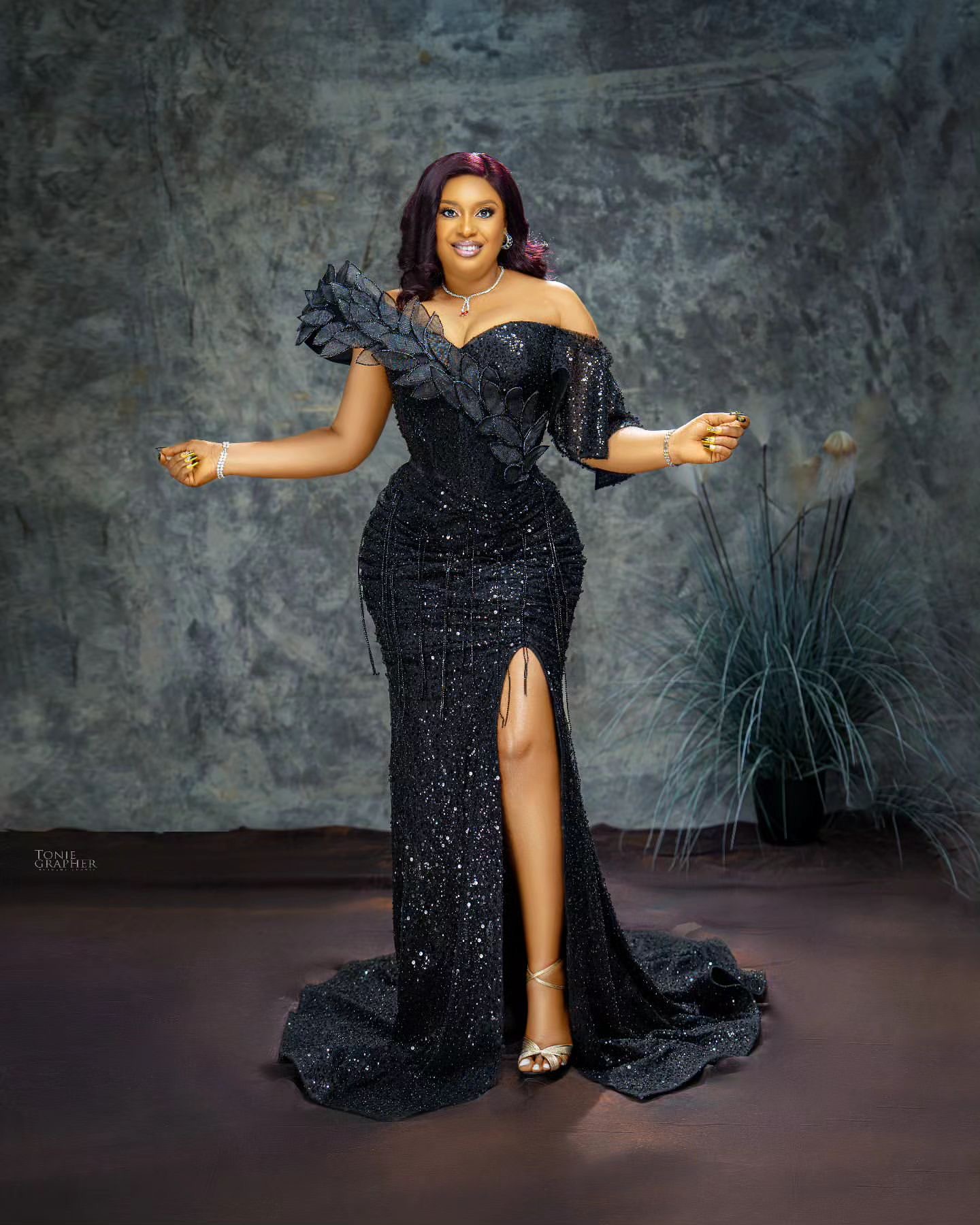 2024 Aso Ebi Mermaid Black Prom Dress High Split Sequined Lace Evening Formal Party Second Reception Birthday Engagement Gowns Dresses Robe De Soiree 