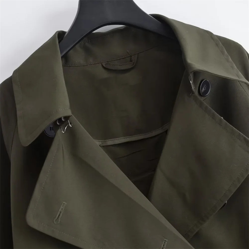 Women's Trench Coats Zach Ailsa Autumn/Winter Women's Casual Polo Neck Long Sleeve Strap Decoration Loose Long Trench Coat 231204