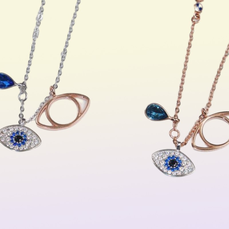 Classic Evil Eye Necklace Jewelry for Women Girls Jewelry Set Gift Silver Rose Gold 2Colors 925 Sterling Silver Plated