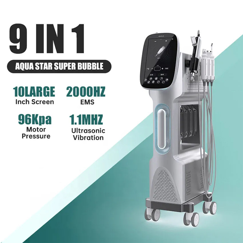 Top Technology 9 Handles H2O2 Skin Care Beauty Machine Whitening Oxygen Jet Peel Water Aqua Peeling Dermabrasion for Wrinkle Removal on Face
