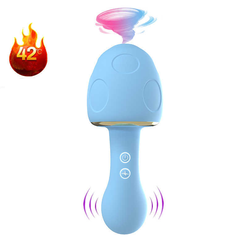 New Little Mushroom Sucking Vibrating Heating and Jumping Egg Cream Clip Set for Adult Sexuality Products Shared by Couples