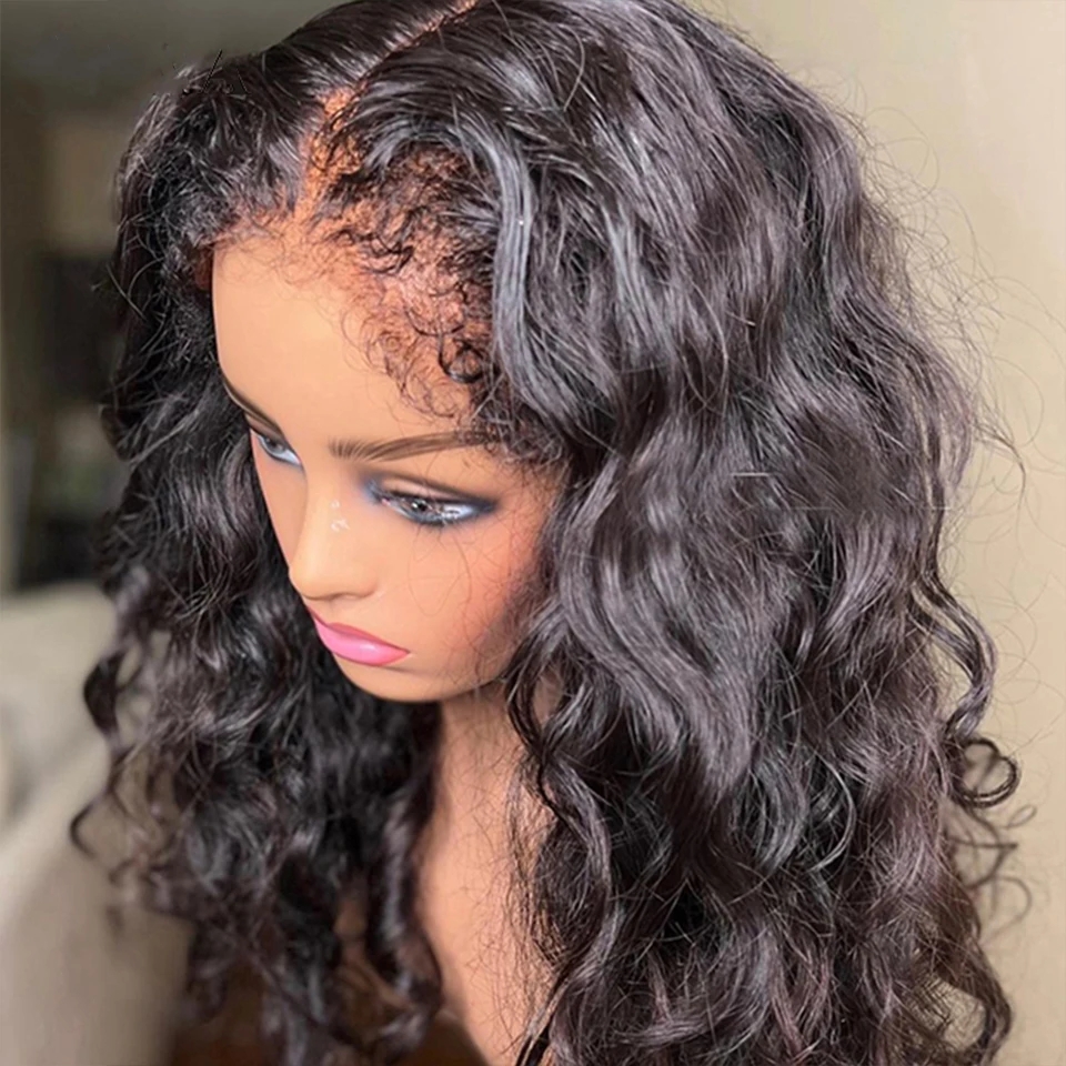 Natural wave lace front Wigs with curled baby hair 150 density Wet and Wavy 360 full lace Frontal malaysian Wig Remy Hair Perruque humain