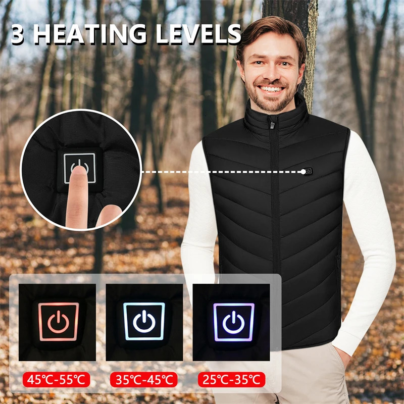 Mens Vests 21 Areas Heated Vest Men Women Jacket Winter USB Heating Self Thermal Down Warmth 231204