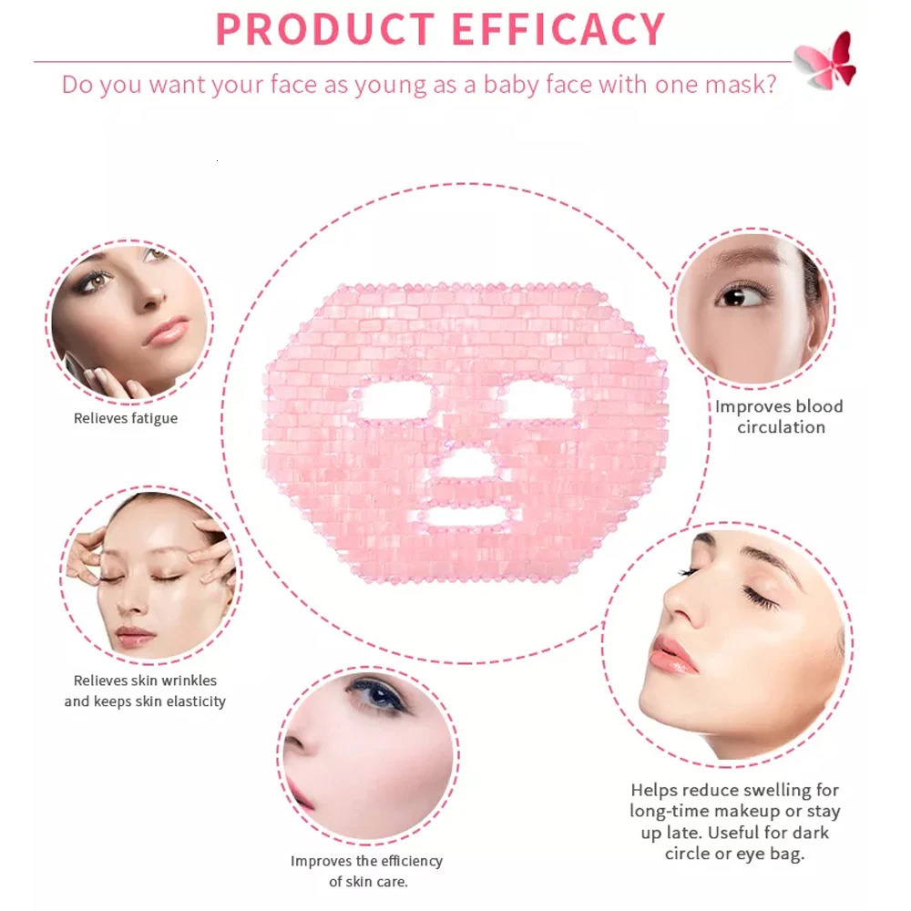 Face Massager Rose Quartz Face Mask Cold Therapy Skin Care Tools Cooling Massager Wrinkle Removal 100% Natural Jade Crystal Sleep Mask 231204