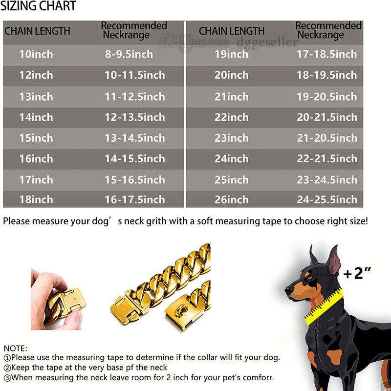 Big Chain Collars 32MM Thick Dog Cuban k Strong Metal Collar with Buckle Solid 316L Stainless Steel Gold Pet Necklet for Large Dogs 20in B155