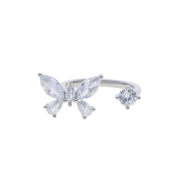 Stunning Sterg Sier Butterfly Adjustable Size Finger Ring with high quality Cubic Zirconia Ideal for Wedding Jewelry Wholesale