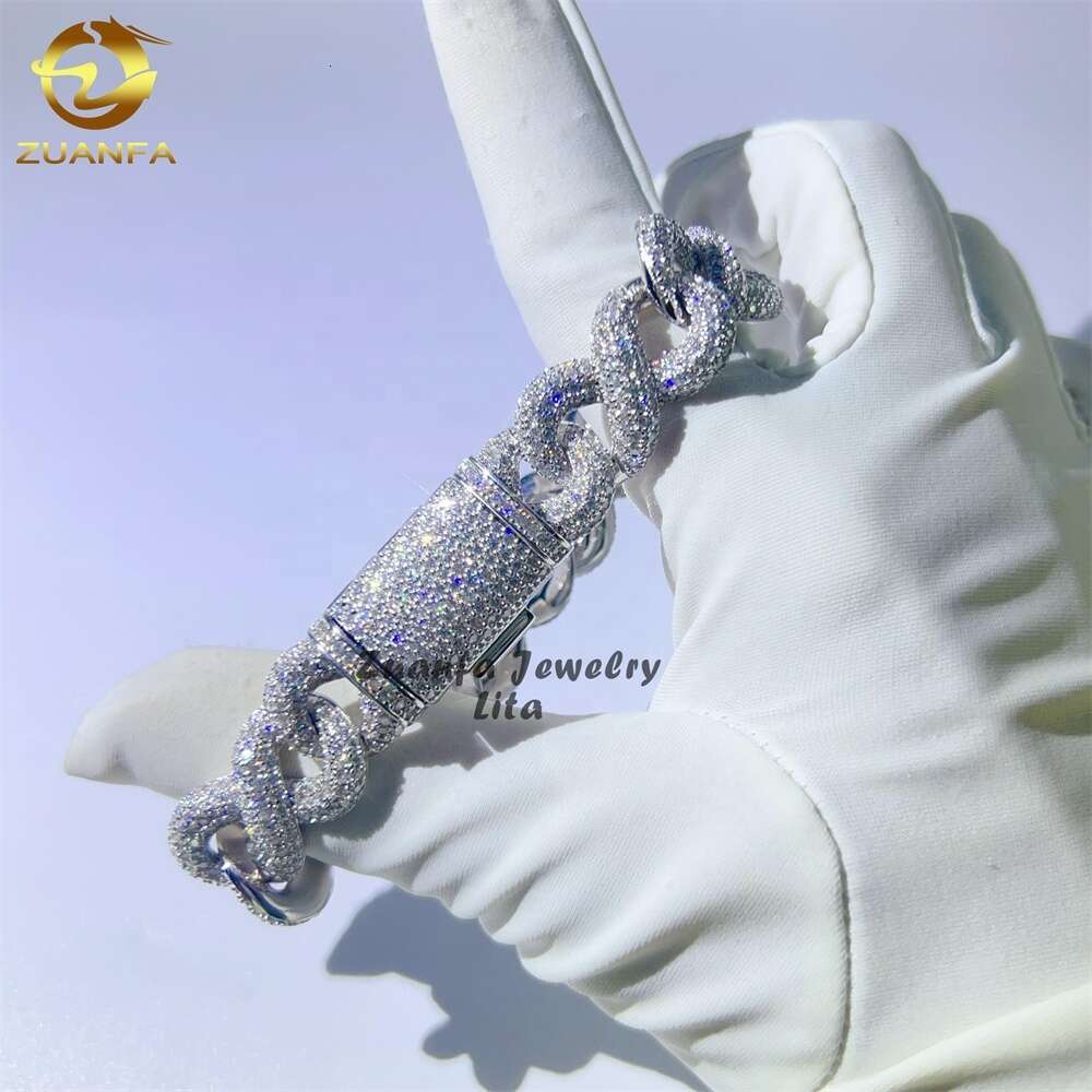 bracelet necklace mossanite Custom Gold Plated Iced Out Sier Infinity 15Mm Diamond Chain Moissanite Cuban Link Bracelet