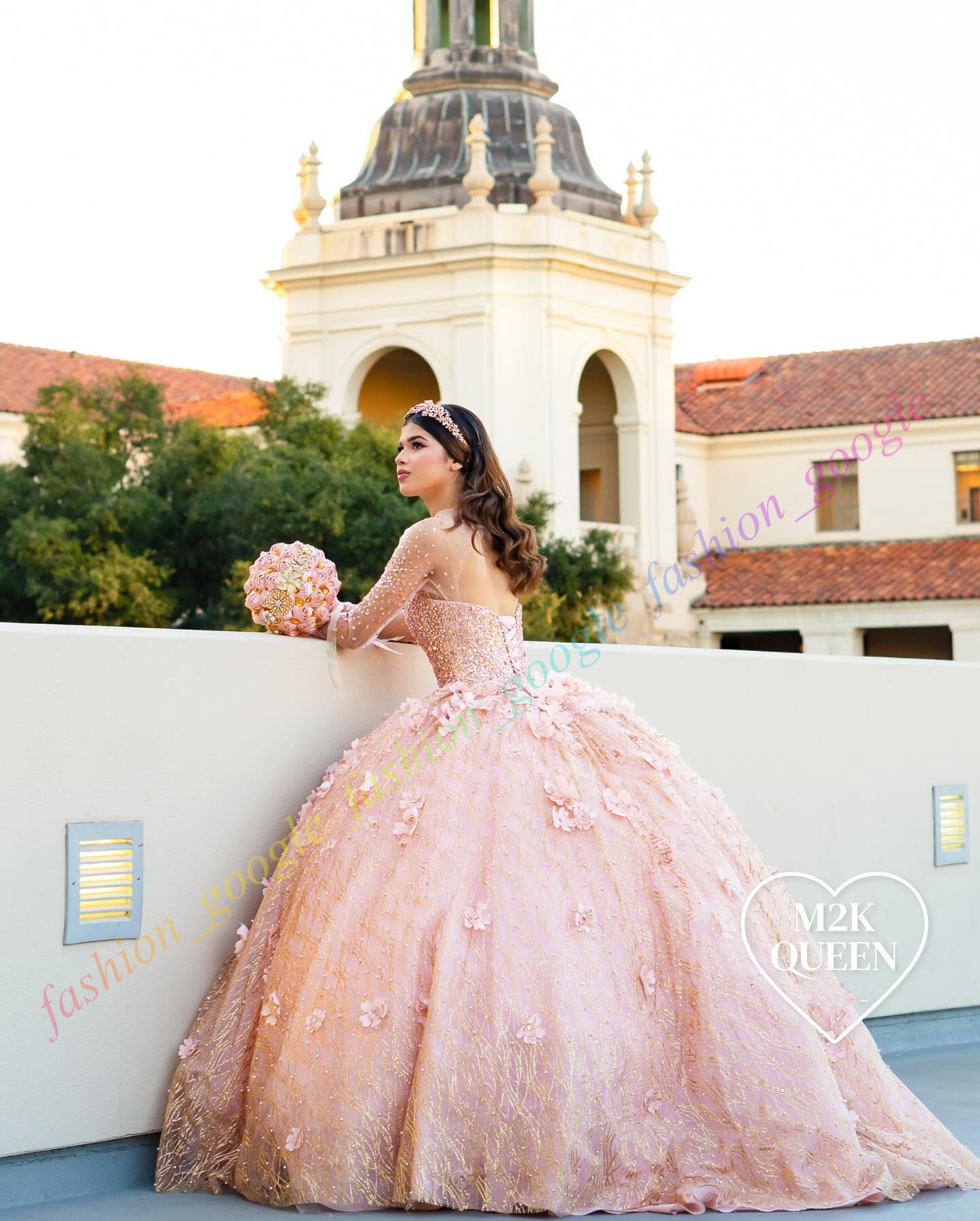 Shimmering Quinceanera Dress Illusion Sleeves Debutante Ball Mexican Quince Sweet 15/16 Birthday Party Gown for 15th Girl Drama Winter Formal Prom Gal