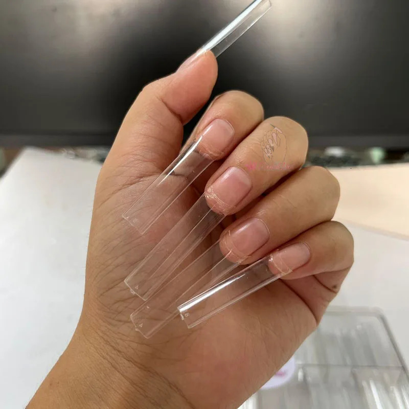 False Nails 500pcsbox XXL No C Curve Coffin Square Nail Tips Straight Half Cover Gel Acrylic 231204