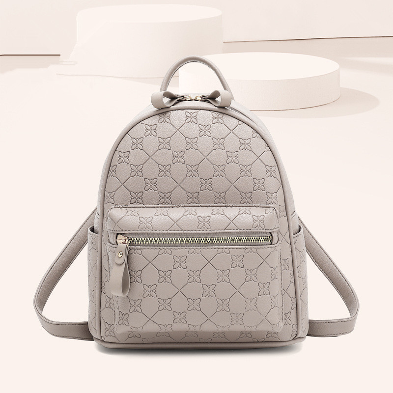 outlet ladies bag this year's popular embossed handbag daily Joker solid color leather leisure backpacks small fresh and simple atmosphere printed backpack 078#