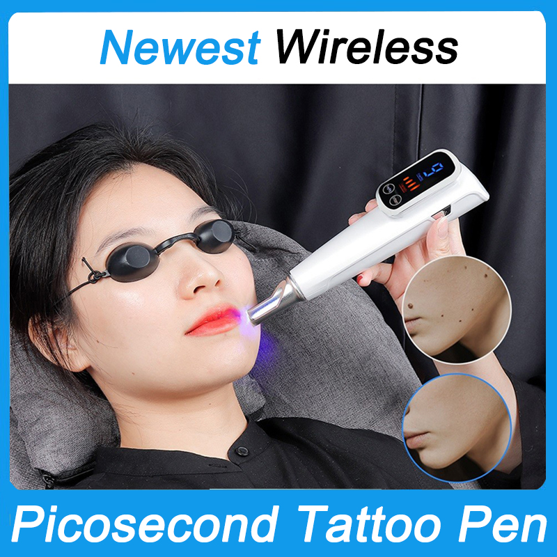 New Rechargeable Picosecond Laser Pen Light Therapy Red Blue Laser Tattoo Mole Freckle Removal Dark Spot Blackhead Remover Skin Rejuvenation Beauty Ca