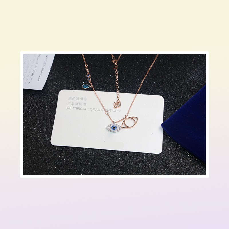 Classic Evil Eye Necklace Jewelry for Women Girls Jewelry Set Gift Silver Rose Gold 2Colors 925 Sterling Silver Plated