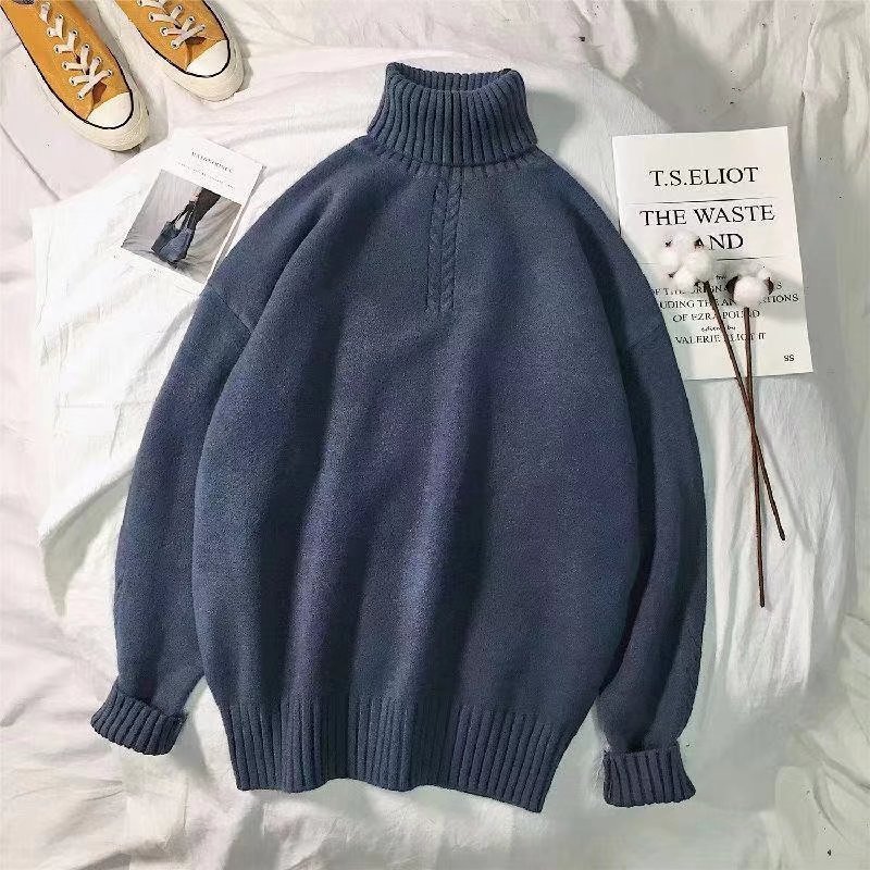 LAPPSTER Men Solid Turtleneck Winter Slim Sweater Mens Korean Fashion Harajuku Knitted Sweater Casual Vintage Pullovers 201125
