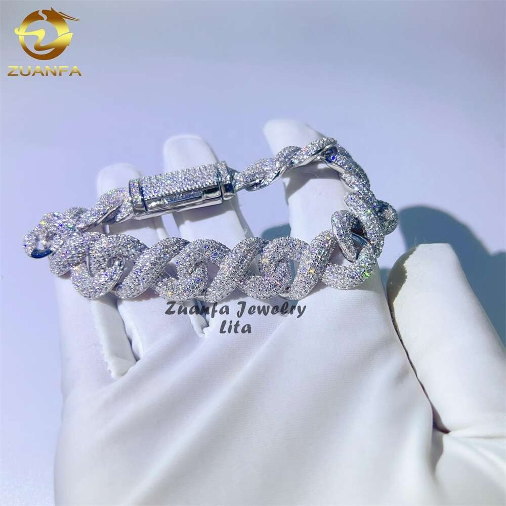 bracelet necklace mossanite Custom Gold Plated Iced Out Sier Infinity 15Mm Diamond Chain Moissanite Cuban Link Bracelet