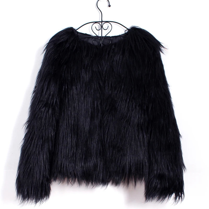 Women's Fur Faux Furry Coat Women Fluffy Warm Long Sleeve Outerwear Autumn Winter Jacket Hairy Collarless Overcoat Plus Size 3XL 231205