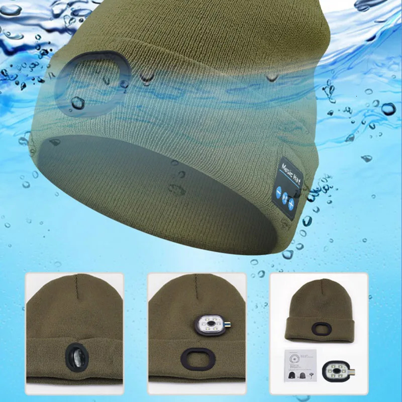Beanie/Skull Caps Creative 6 LED Beanie Hats Unisex Winter Warm Hat for Night Riding fishing Warm Knit Caps Flashlight Head Lamp Cap washable 231205