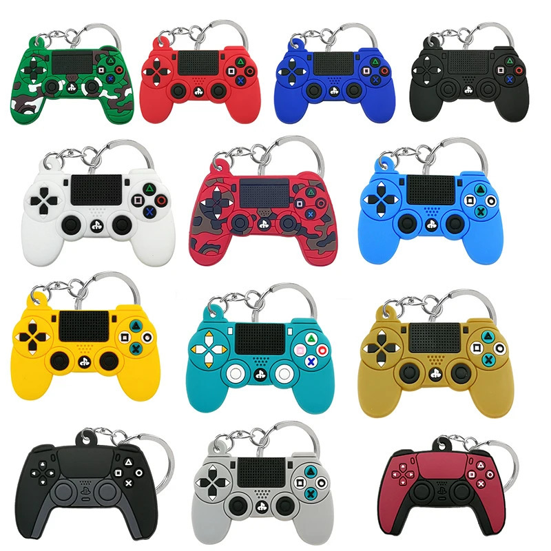 Keychains Lanyards 50PCS PVC Keychain Cute Gamepad Colorful Joystick Keyring Wholesale Custom Key Chain for Car Key Accessories Gadget for Man Gift 23