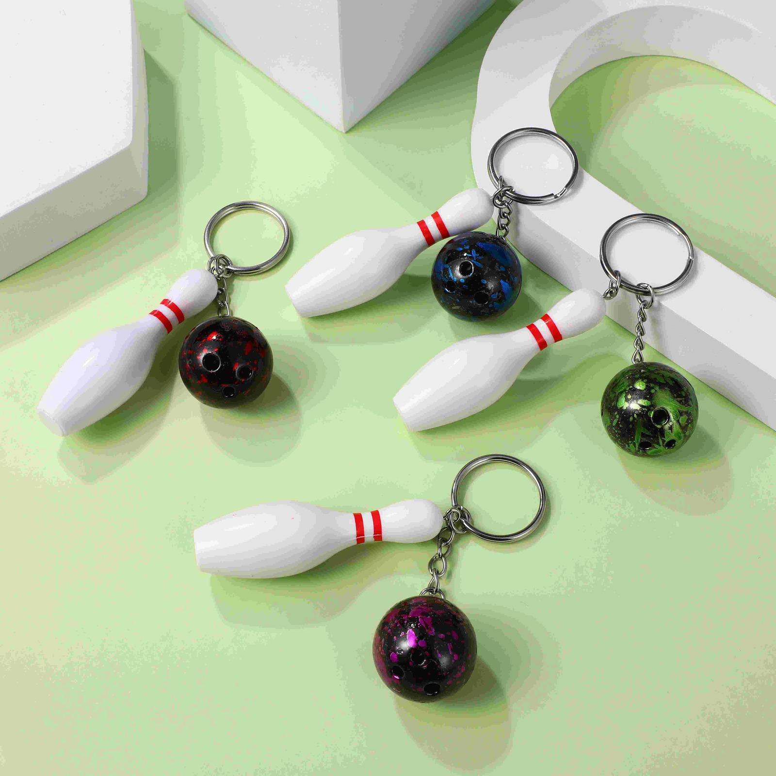Keychains Lanyards 8 Pcs Keychain Men Bowling Accessories Men Key Rings Keychains Key Holder Bowling Pendant Keychain Creative Key Ring 231205