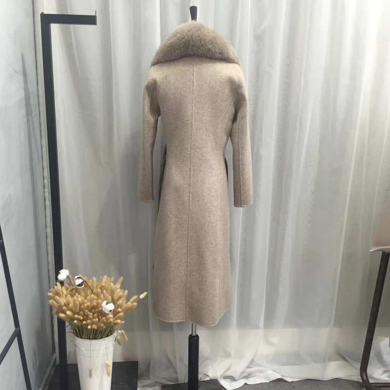 Women's Jackets Autumn Winter Fashion rf0191 100 Real Wool Cloak Women with Fur Collar Removable Woolen Coat 231205