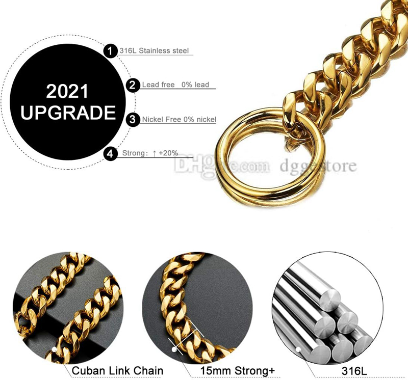 Pet collars dog collars stainless steel metal training collars suitable for small and medium-sized large dogs to wear