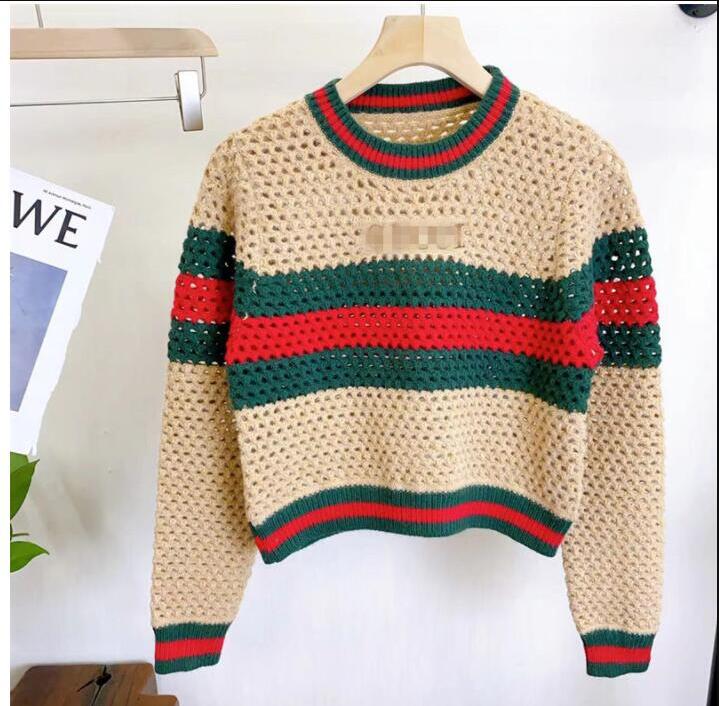 2024 NEW Women's luxury Sweaters Designer Autumn Letter Embroidery Hollow out Knitted G Long Sleeve Short length Sweater woolen for girls lady