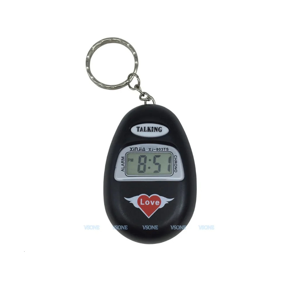 Keychains Lanyards Spanish Language Talking Key Chain Clock Big Voice with Alarm for The Old Man or Blind People 231205