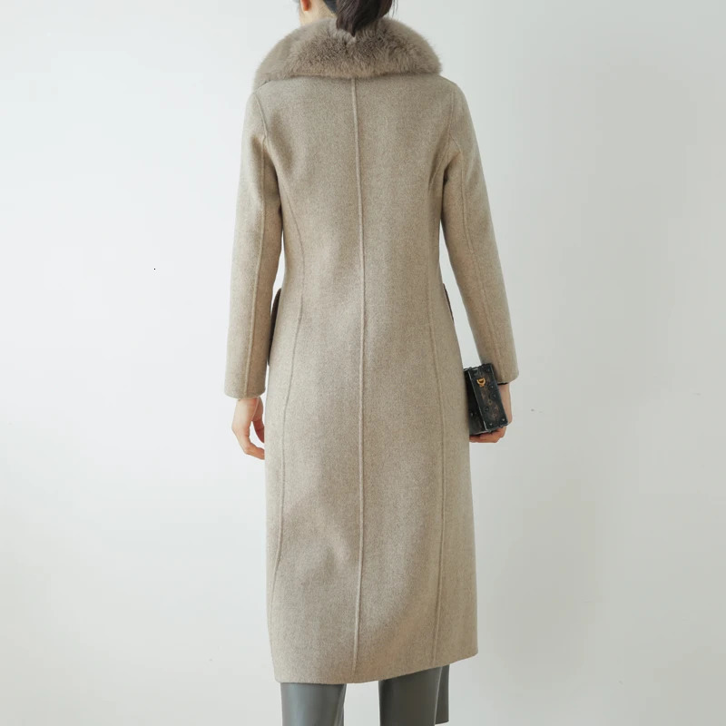 Women's Jackets Autumn Winter Fashion rf0191 100 Real Wool Cloak Women with Fur Collar Removable Woolen Coat 231205