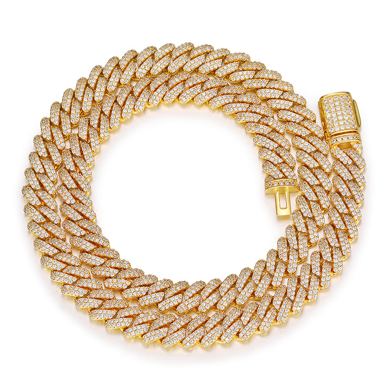 necklace moissanite chain cuban link designer men 14mm wide inlaidpass diamond tester iced out Miami 925 Sterling Silver Fine designer jewelry