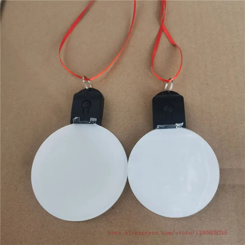 Keychains Lanyards sublimation blank light round Acrylic christmas ornaments tranfer printing consumable 15pcs/lot 231205