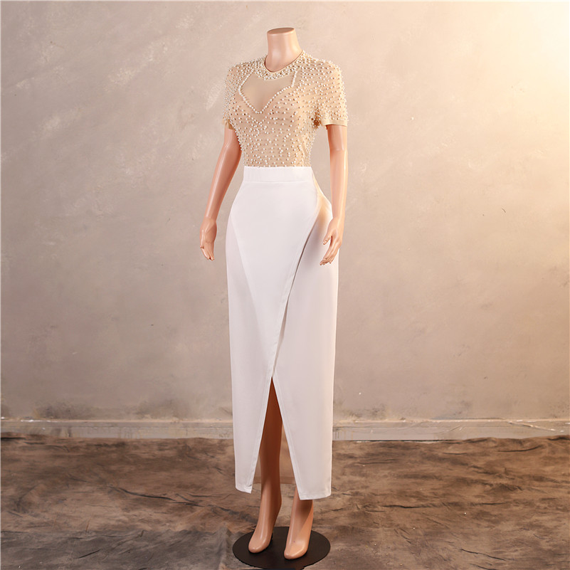 White Pearls Ivory Tea Length Dresses Formal Ocn Wears Sheath Jewel Neck Cap Sleeve Women Evening Party Gowns Mother Of Bride Greeom Wedding Dress BM