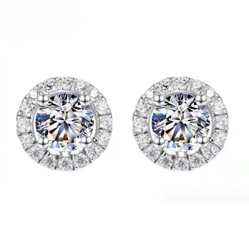 Sterg Sier Round Cut White 5A CZ Dia Stud Earrings for Women