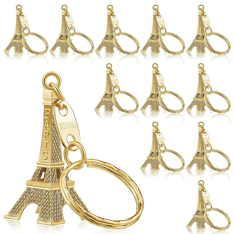 Keychains Lanyards 50Pcs Paris Eiffel Tower Shape Keychain Novelty Gadget Trinket Souvenir Christmas Gift Keychain Alloy 231205