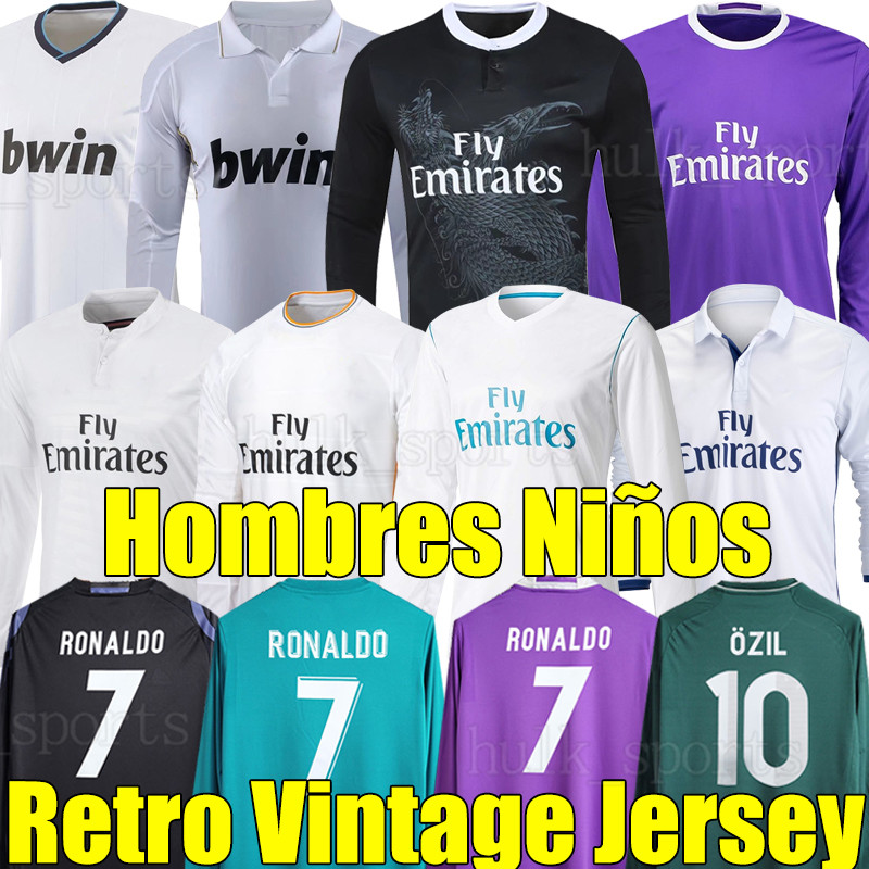 reAL mADRIds longer Retro Soccer Jerseys long sleeve Football shirts GUTI Ramos SEEDORF CARLOS 2011 12 13 14 15 16 17 18 RONALDO ZIDANE RAUL finals KAKA men kids kit