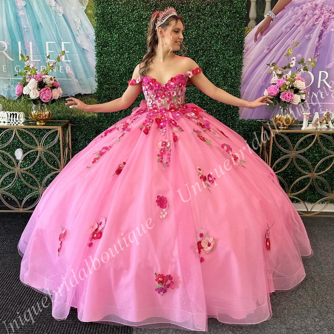 Multicolor Ral Embroidered Quinceanera Dress 3D Lace Detachable Off-Shoulder Quince Ballgown Corset Sweet 16 Birthday Party Vestidos De 15 Anos Charro