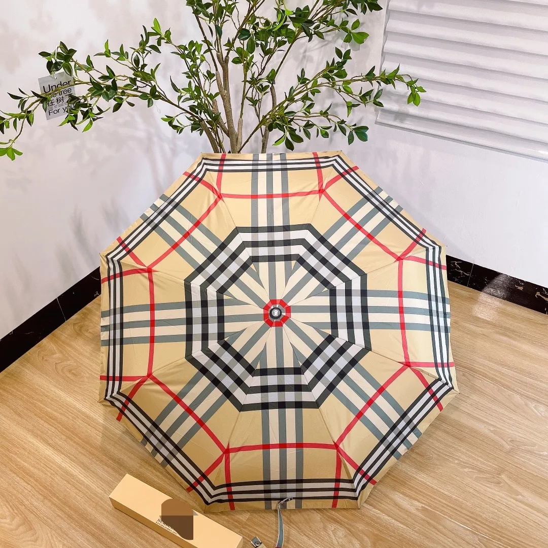 Hipster men's business Umbrellas Plaid Sun Umbrella Folding Automatic Clear Umbrella Sun protection UV protection umbrella