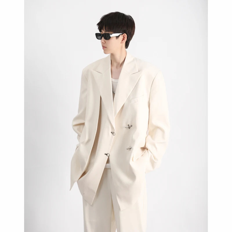 Men's Suits Blazers Fashion Lazy Style Suit Blazers Men Tops Men's Summer Ruffian Handsome Top Loose Casual High Street Suit Jackets Male Cl