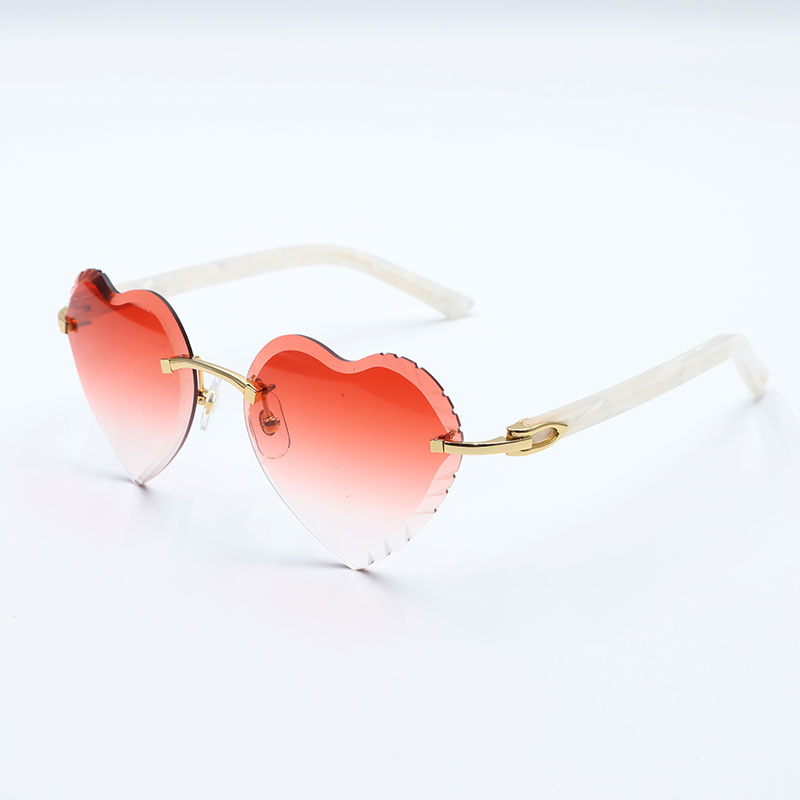 Selg dia cut lens Rimless Sunglasses for women Adumbral 3524012 Gradient Lenses Designer Sun glasses Woman gafas de sol Marble White Plank Heart Lens