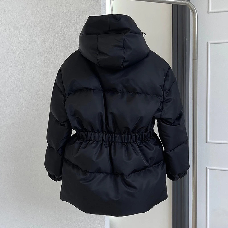 Women's Down Parkas Jacket Medium Length Waist Fashion Ashaped Hooded Winter Coat 231205